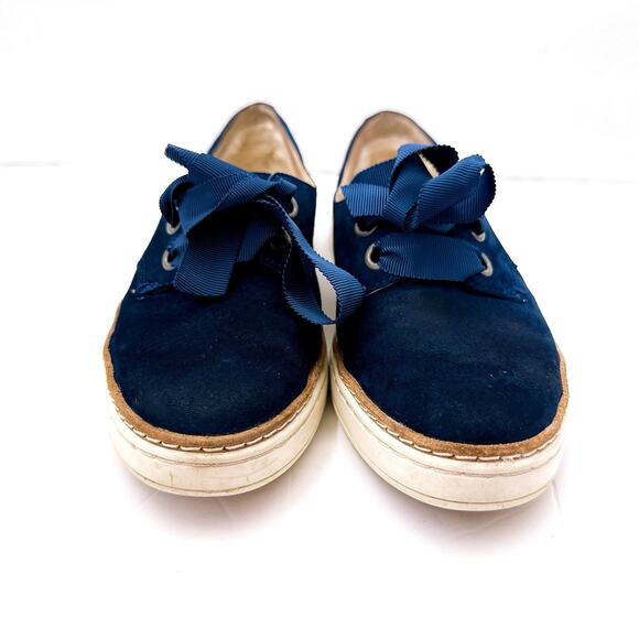 UGG Carilyn Suede Flats Women’s Size 7 Leather Blue Slip On Laces Sneaker Shoes - Picture 5 of 11